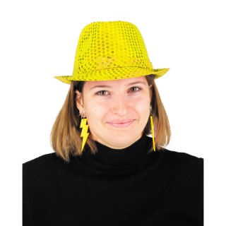 Boucles d’oreilles néon flash jaune – Accessoire de fête fluo