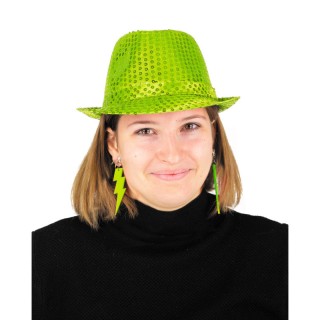 Boucles d’oreilles néon flash vert – Accessoire de fête fluo