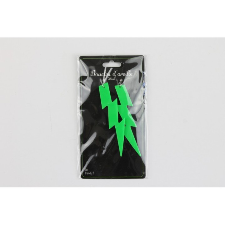 Boucles d’oreilles néon flash vert – Accessoire de fête fluo