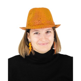 Boucles d’oreilles néon flash orange – Accessoire de fête fluo