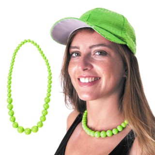 Collier perles néon vert – Accessoire années 80