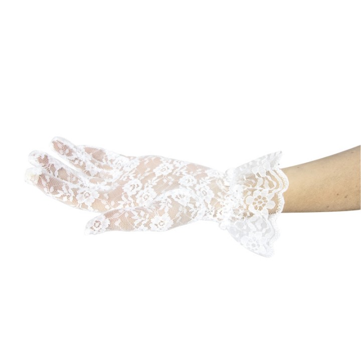 Gants courts dentelle blanc – Accessoire élégant