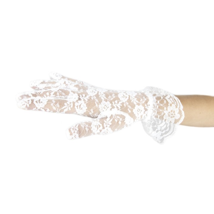 Gants courts dentelle blanc – Accessoire élégant