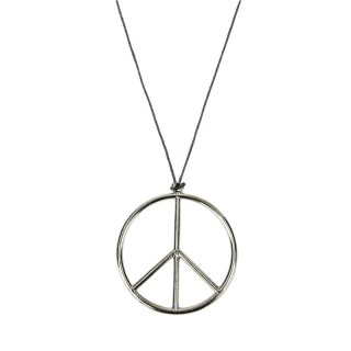 Collier hippie métal argent – Accessoire rétro 7 cm