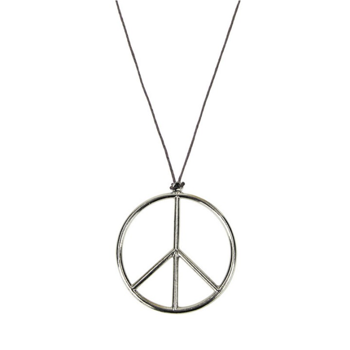 Collier hippie métal argent – Accessoire rétro 7 cm