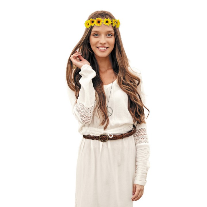Collier hippie métal argent – Accessoire rétro 7 cm