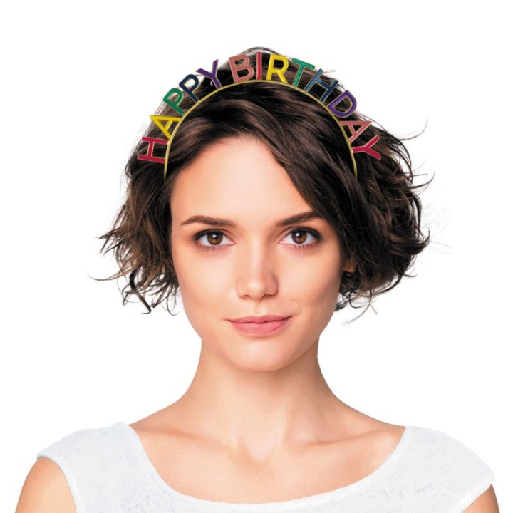 Serre-tête Happy Birthday métal multicolore – Accessoire fête