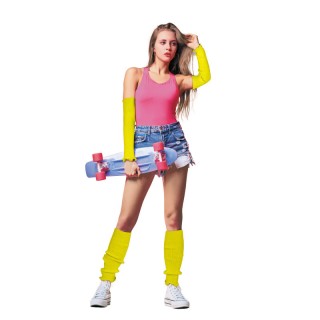 Mitaines / guêtres tricot jaune fluo – Accessoire coloré