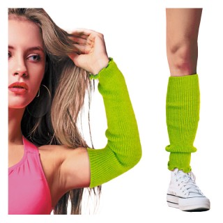 Mitaines / guêtres tricot vert fluo – Accessoire coloré