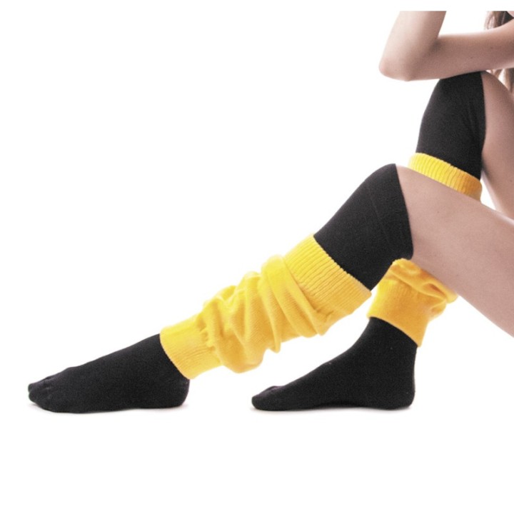 Guêtres tricot jaune fluo x2 – Accessoires costume