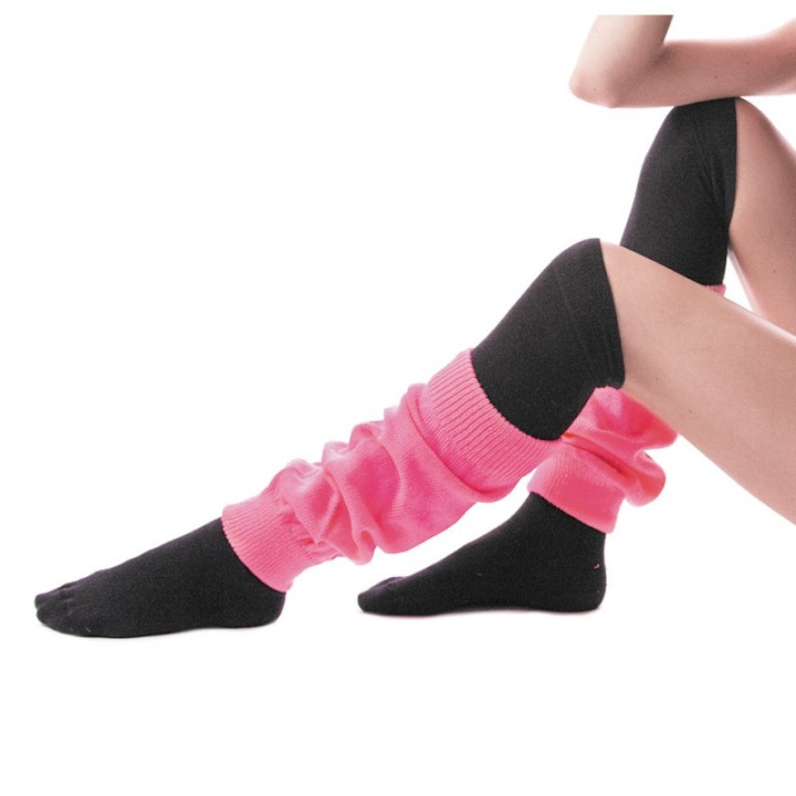 Guêtres tricot rose fluo x2 – Accessoires costume