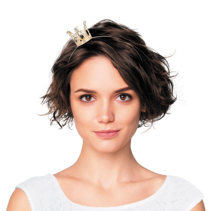 Serre-tête couronne 3D métal or – Accessoires fête