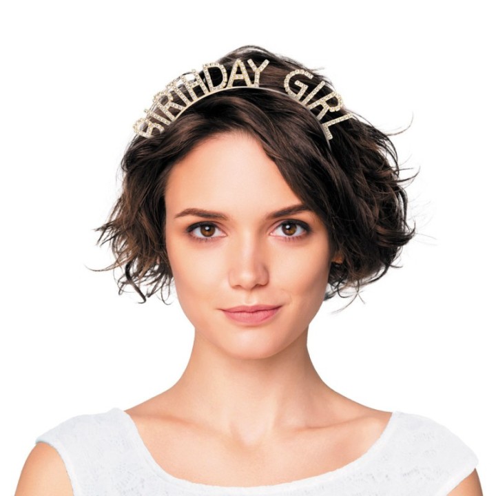 Serre-tête Birthday Girl métal or – Accessoire fête