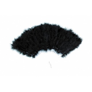 Éventail plumes noires – Accessoire costume