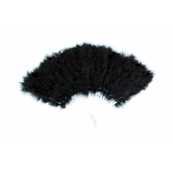 Éventail plumes noires – Accessoire costume