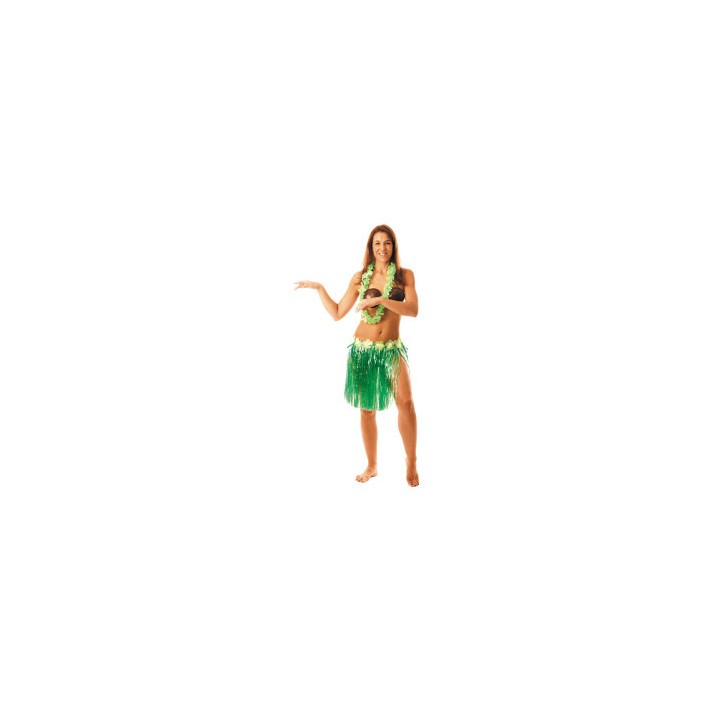 Jupe hawaï plastique vert 45 cm – Accessoire costume