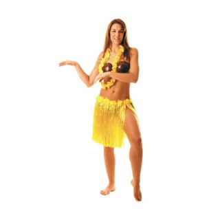 Jupe hawaï plastique jaune 45 cm – Accessoire costume