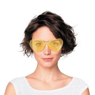 Lunettes festival cœur jaune – Accessoire fête