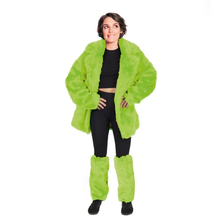 Guêtres fourrure vert fluo – Accessoire carnaval