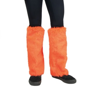 Guêtres fourrure orange fluo – Accessoire carnaval