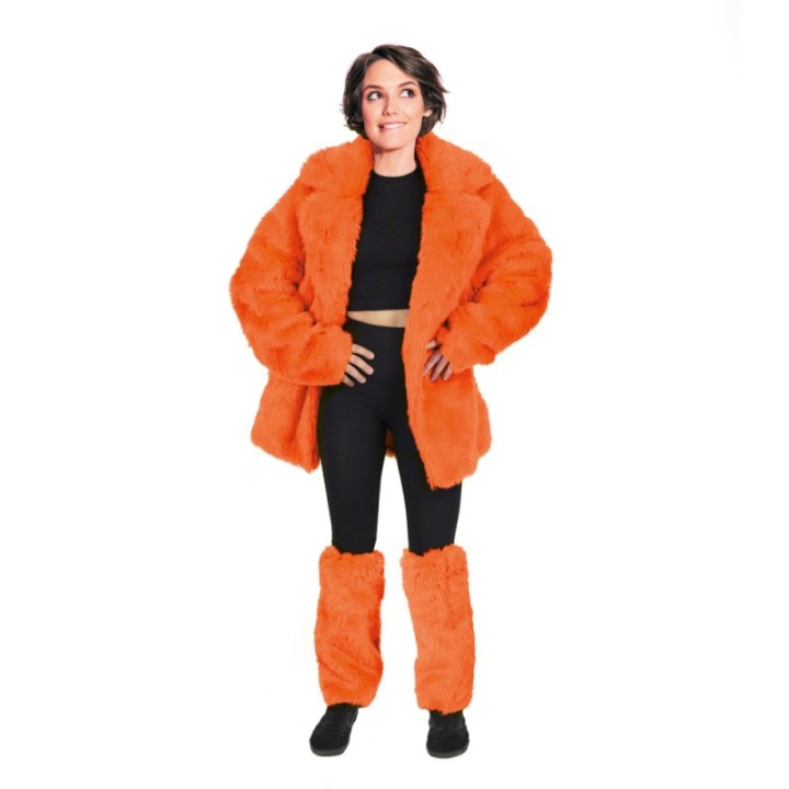 Guêtres fourrure orange fluo – Accessoire carnaval