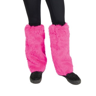 Guêtres fourrure rose fluo – Accessoire carnaval
