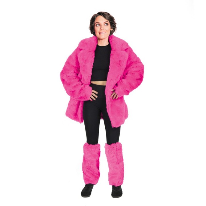 Guêtres fourrure rose fluo – Accessoire carnaval