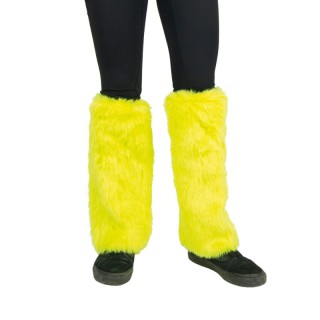 Guêtres fourrure jaune fluo – Accessoire carnaval