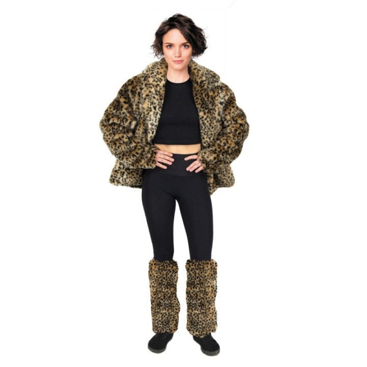 Guêtres fourrure léopard – Accessoire carnaval