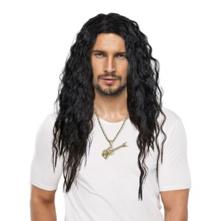 Perruque hard rock noire – Accessoire déguisement