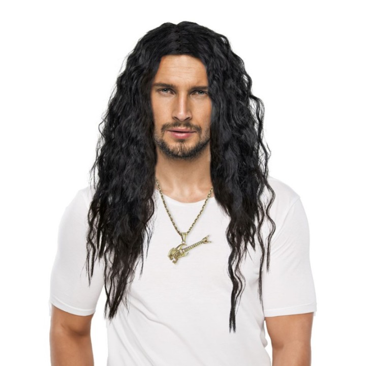 Perruque hard rock noire – Accessoire déguisement