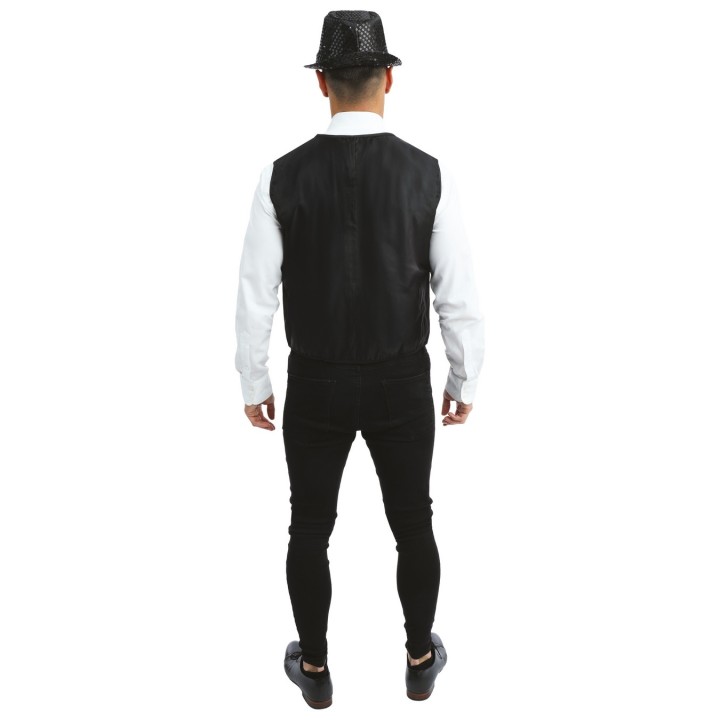 Gilet sequins sans manche noir – Costume adulte homme