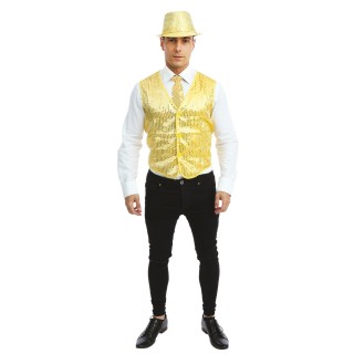 Gilet sequins sans manche or – Costume adulte homme