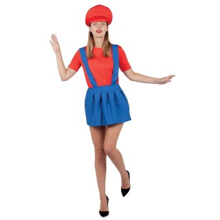 Costume adulte femme plombier rouge – Déguisement