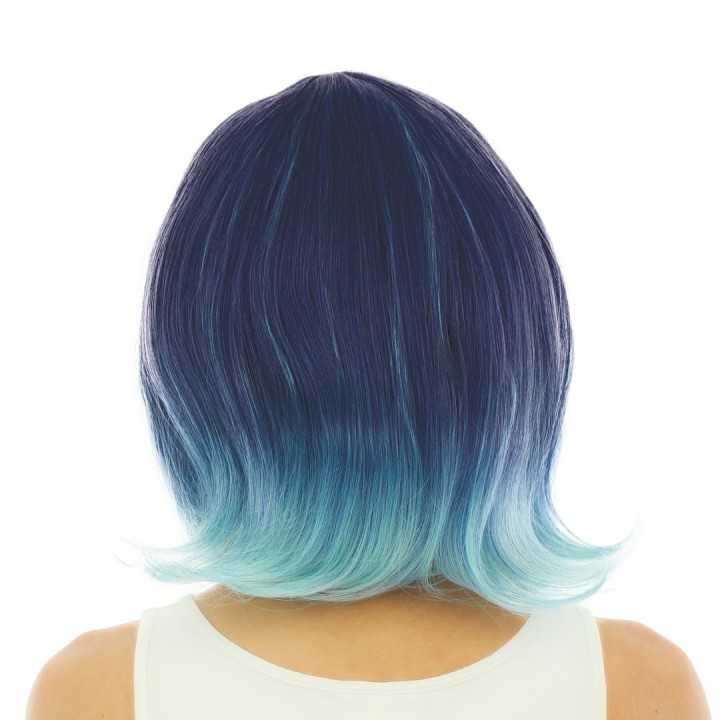 Perruque manga mi-longue bleue avec frange – Accessoire déguisement