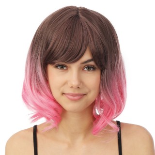 Perruque manga mi-longue rose avec frange – Accessoire déguisement