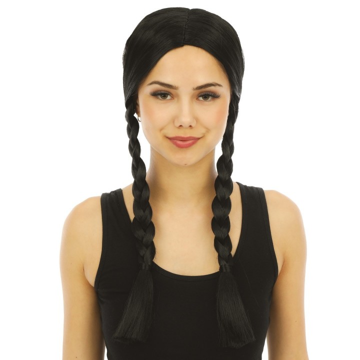 Perruque Mercredi avec nattes – Accessoire déguisement