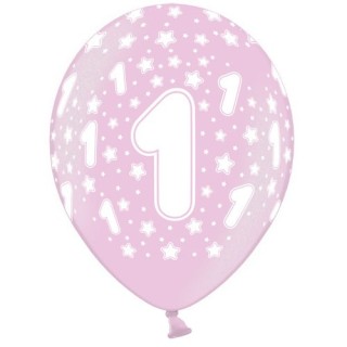 Ballon anniversaire rose 1 an x 6