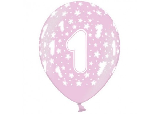 Ballon anniversaire rose 1 an x 6