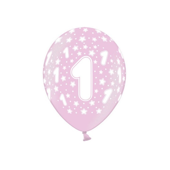 Ballon anniversaire rose 1 an x 6