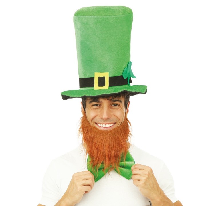 Chapeau HDF velours vert + barbe rousse – Accessoire déguisement