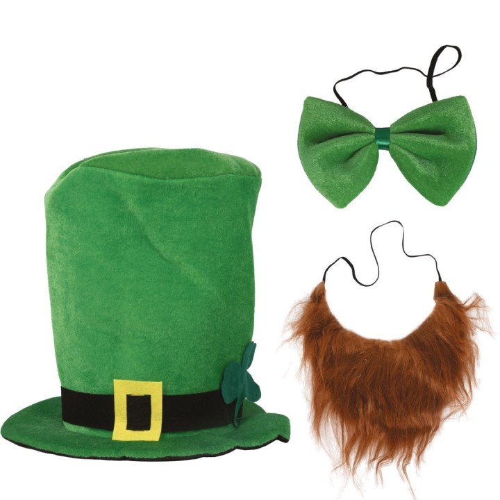 Chapeau HDF velours vert + barbe rousse – Accessoire déguisement