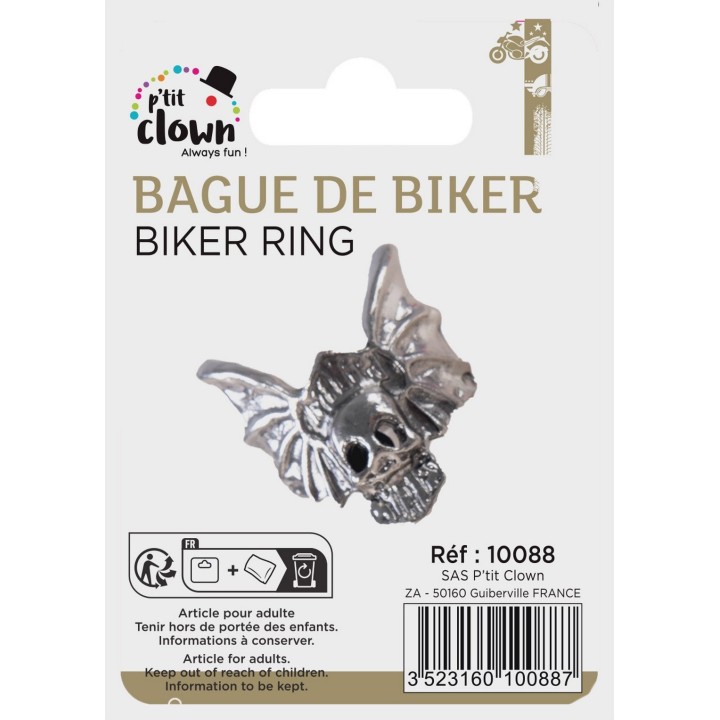Bague biker – Accessoire déguisement rock