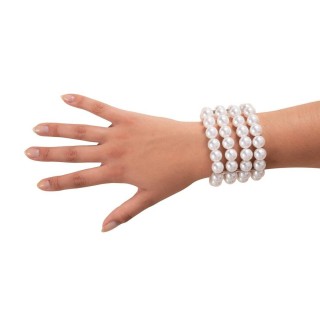 Bracelet perles blanches 4 rangs – Accessoire Charleston