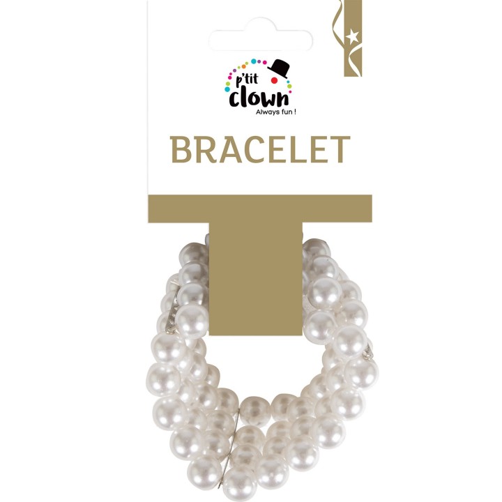 Bracelet perles blanches 4 rangs – Accessoire Charleston