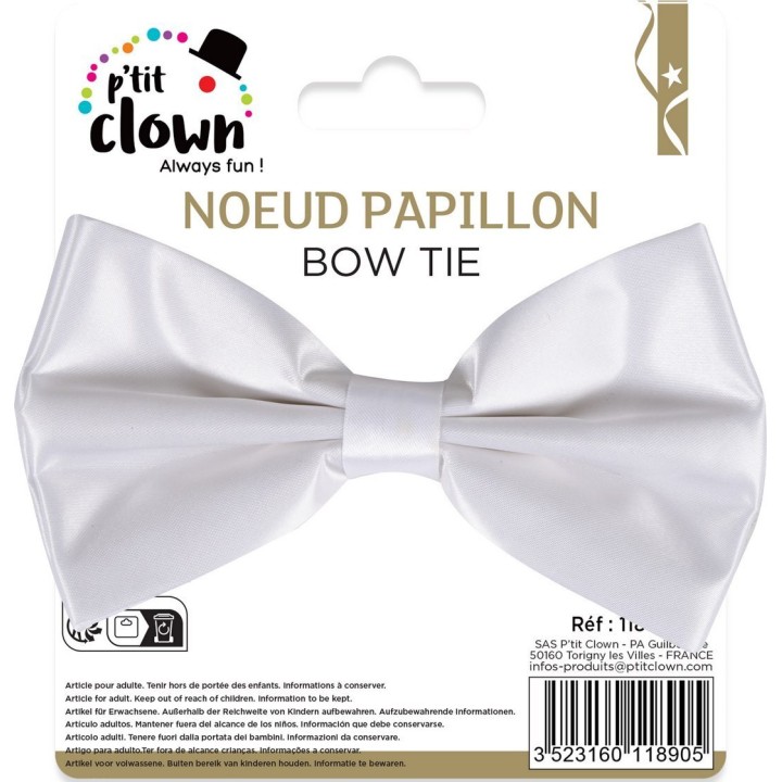 Nœud papillon tissu blanc – Accessoire déguisement