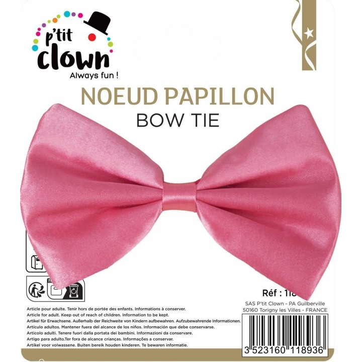 Nœud papillon rose fluo – Accessoire déguisement