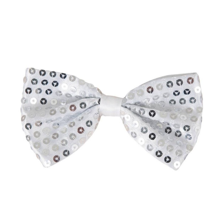 Nœud papillon sequins argent – Accessoire déguisement