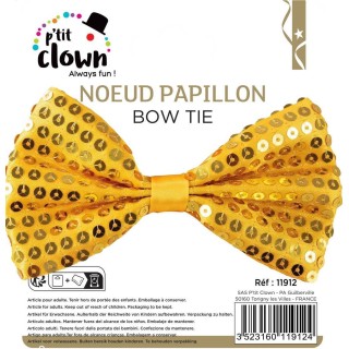 Nœud papillon sequins or – Accessoire déguisement