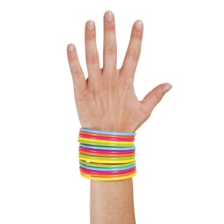 Bracelets jonc couleur x15 - Accessoire déguisement